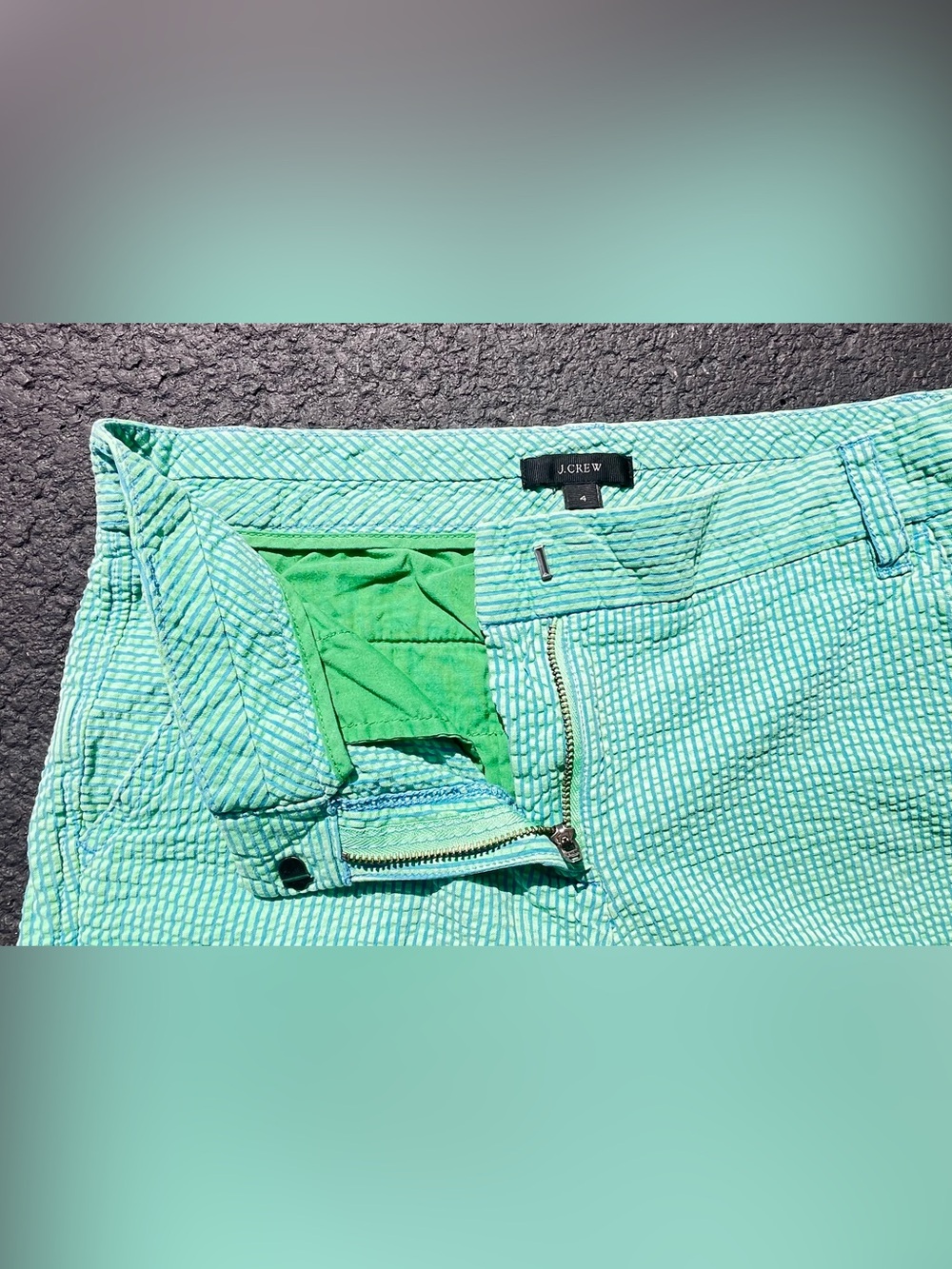J.Crew Women’s Mint Seersucker Bermuda Textured Chino Shorts Size 4 - Picture 6 of 8
